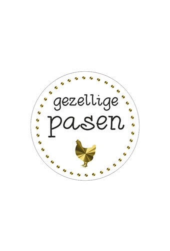Etiketten Pasen Gezellige Pasen Goud Metallic 3.9cm 500stuks