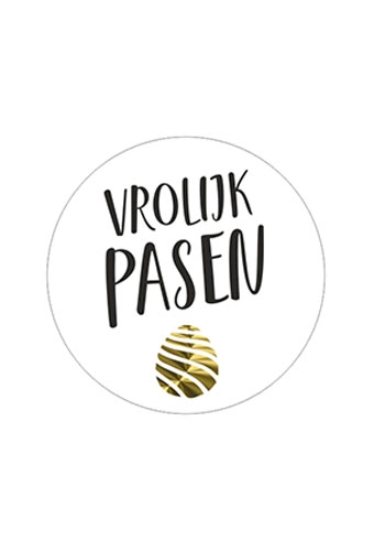 Etiketten Vrolijk Pasen Goud Metallic 3.9cm 500stuks