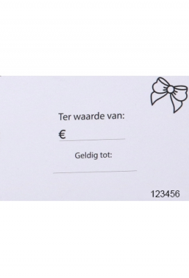 Giftcard Wit 8.5x5.3cm Met Controlekaartje 10stuks