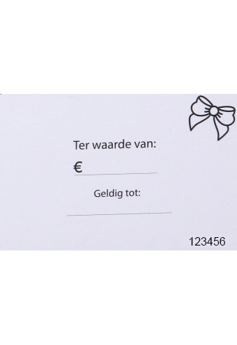 Giftcard Wit 8.5x5.3cm Met Controle Kaartje 25stuks