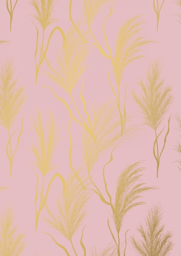 Inpakpapier Trendy Grass Pink Goud 50x70cm 250 vellen