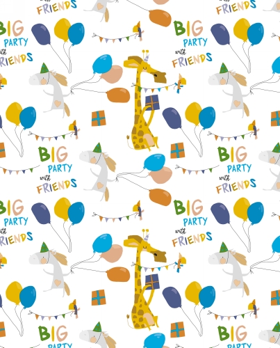 Inpakpapier Trendy Happy Birthday Big Party 50x70cm 250 vellen