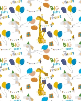 Kadopapier Trendy Happy Birthday Big Party 40cm x 200meter