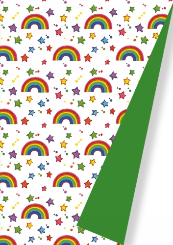 Kadopapier Dubbelzijdig Trendy Rainbow Groen 30cm x 175meter