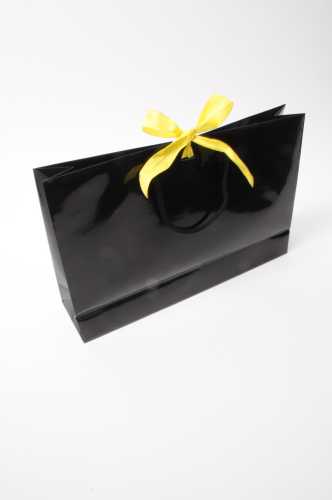 Kadotasje Sora Zwart Glans Met Koord & Lintgleuf 37x9x24cm 10stuks