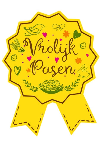 Etiketten Cadeauzegel Pasen Vrolijk Pasen Geel 4x5cm 500stuks Etiketten Cadeauzegel Pasen Vrolijk Pasen Geel 4x5cm 500stuks