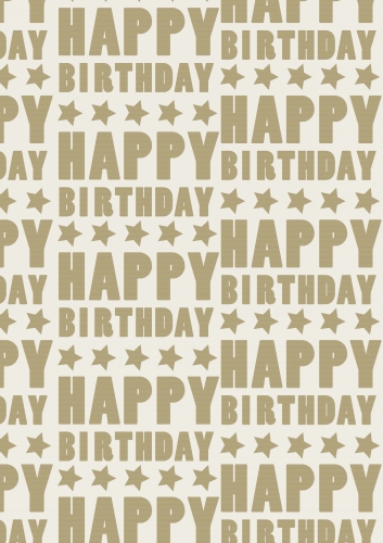 Geschenkpapier Bruin Kraft Happy Birthday 50cm x 250meter