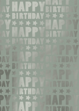 Kadopapier Metalised Happy Birthday Metallic Stone 60cm x 100meter