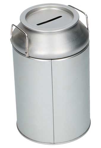 Blikken Blanco Melkbusblik & Spaarpot Met Spaargleuf 8.6x14cm 1stuks 