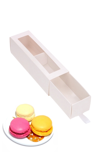 Macarondoosjes 1 Ladeboxje Wit Glans 15.5x4.3x4.5cm 10stuks