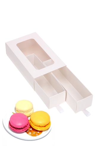 Macarondoosjes 2 Ladeboxje Wit Glans 15.5x8.6x4.5cm 10stuks