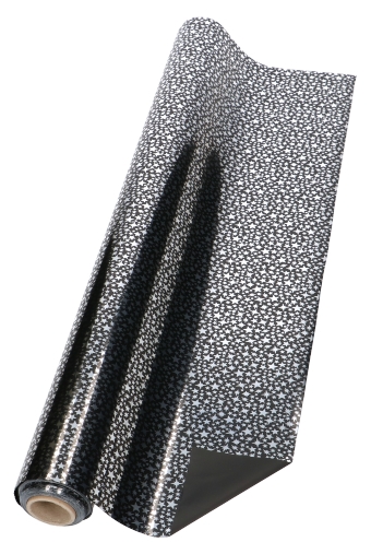 Cadeaufolie Zwart & Metallic Silver Stars Rain 70x50meter