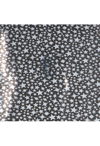 Cadeaufolie Dubbelzijdig Zwart & Metallic Silver Stars Rain 70x50meter