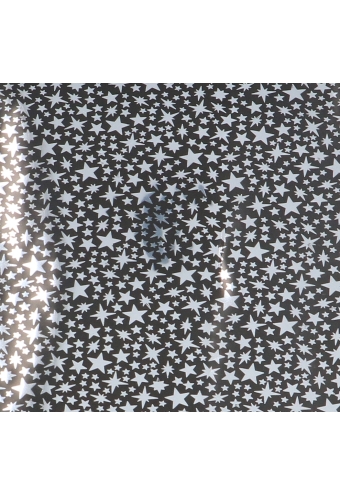 Cadeaufolie Zwart & Metallic Silver Stars Rain 70x50meter