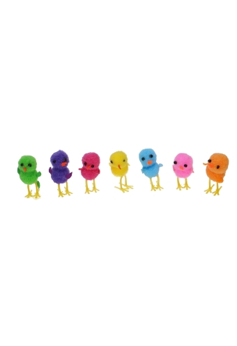 Chenille Tweety Kuikens Gekleurd 3.5cm 96stuks