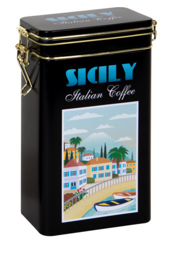 Blikken Sicily rechthoekig koffieblik 500gr 11.7x7.6x19.6cm 12stuks