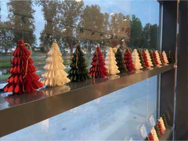 AKTIE Decoratie Hanger Papier Glitter Xmas Tree Red 15cm Hoogte