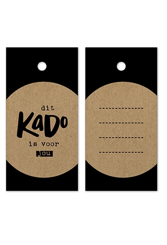 Kadokaartje Dit Kado Is Voor Jou Kraft Zwart 8x4cm 100stuks OP IS OP