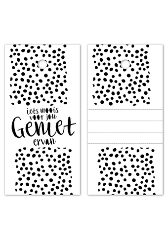 Kadokaartje Iets Moois Voor Jou Geniet Ervan Wit Zwart 8x4cm 100stuks