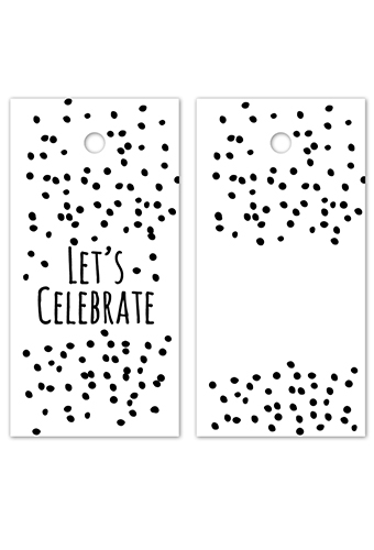 Kadokaartje Let's Celebrate Wit Zwart 8x4cm 100stuks