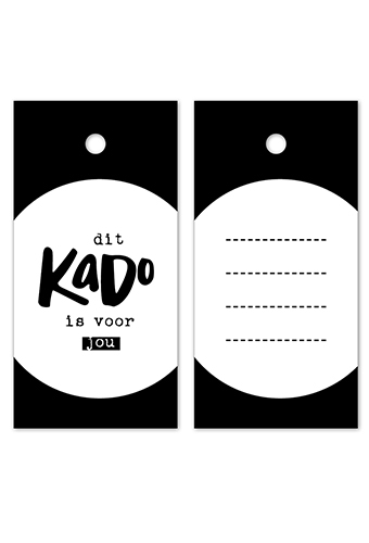 Kadokaartje Dit Cadeau Is Voor Jou Wit Zwart 8x4cm 100stuks