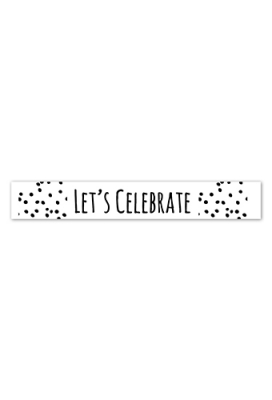 Etiketten Langwerpig Let's Celebrate Zwart & Wit 10x1.5cm 1000st