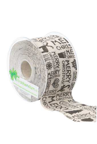 Luxe Kadolint Naturel & Merry Christmas Zwart 63mm x 10meter OP IS OP