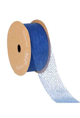 Organza Lint Blauw Glitter 40mm x 20meter OP IS OP