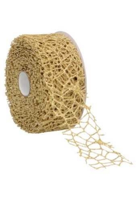 Kadolint Oceaan Weblint Goud Glitter 40mm x 10meter Kadolint Oceaan Weblint Goud Glitter 40mm x 10meter