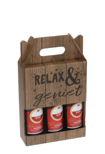 Bierdozen Relax Beer 3 flessen Draagdoos & Venster 18x6x23.5cm 15st