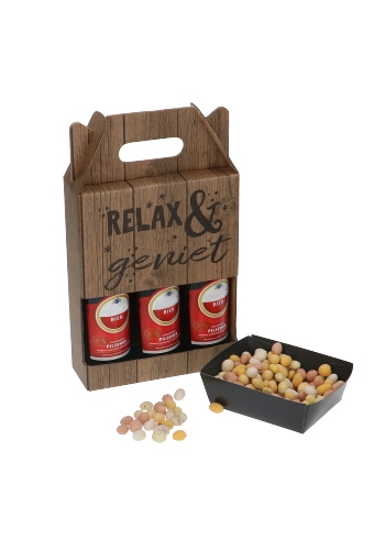 Bierdozen Relax Beer 3 flessen Draagdoos & Venster 18x6x23.5cm 15st