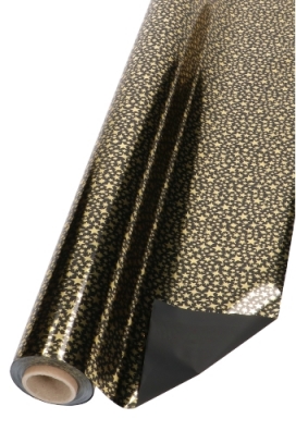 Cadeaufolie Dubbelzijdig Zwart & Metallic Gold Stars Rain 70cmx50meter