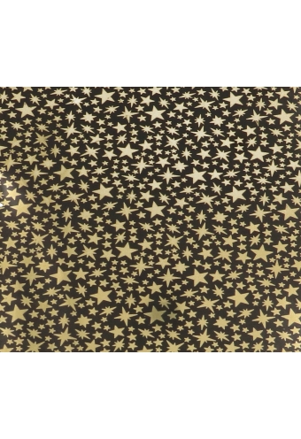 Cadeaufolie Dubbelzijdig Zwart & Metallic Gold Stars Rain 70cmx50meter