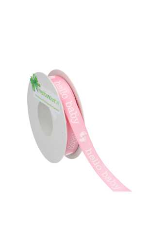 Kadolint Satijn Hello Baby Roze 15mm x 15 meter