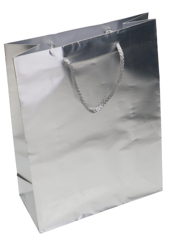 Kadotasjes Latina Metallic Zilver Met Koord 27x12x37cm 12st OP IS OP