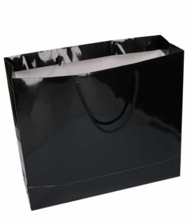 Kadotasjes Rome Uni Zwart Glanzend Met Koord 41x14x36cm 10stuks Kadotasjes Rome Uni Zwart Glanzend Met Koord 41x14x36cm 10stuks