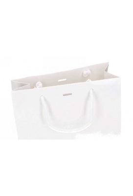 Kadotasje Sora Wit Glans Met Koord & Lintgleuf 24x10x32cm 10stuks