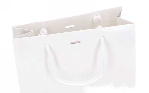 Kadotasje Sora Wit Glans Met Koord & Lintgleuf 24x10x32cm 10stuks