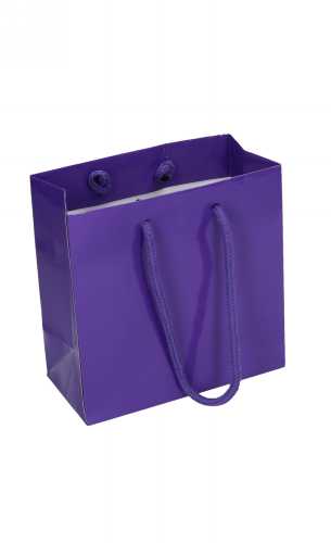 Kadotasjes Rome Uni Paars Glanzend Met Koord 16x8x16cm 10stuks