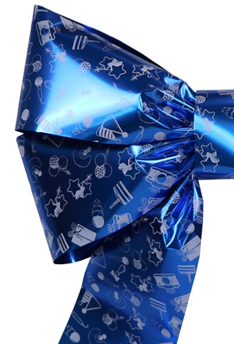 Decoratie strik Livorno Boy Verjaardag Metallic Blauw 70x50+60cm