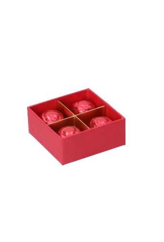 Bonbondoosjes Mat Rood & Venster 4 Bonbons 6.5x6.5x2.8cm 10stuks