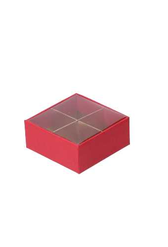 Bonbondoosjes Mat Rood & Venster 4 Bonbons 6.5x6.5x2.8cm 10stuks