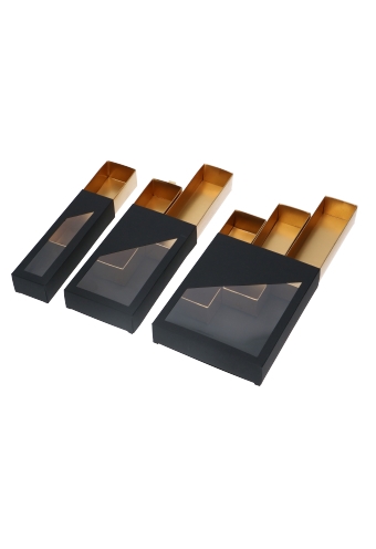 Bonbondoos 1 Ladeboxje Zwart Mat Goud Mat Laag FSC® 16x4.3x2.8cm 10st