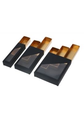 Bonbondoos 1 Ladeboxje Zwart Mat Goud Mat Laag FSC® 16x4.3x2.8cm 10st