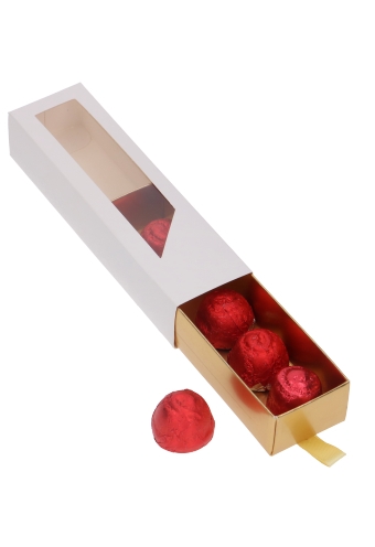 Bonbondoosjes 1 Ladeboxje Wit Mat & Goud Mat Laag 16x4.3x2.8cm 10stuks