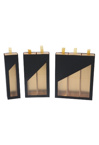 Bonbondoosjes 2 Ladeboxje Zwart Mat & Goud Mat Laag 16x8.6x2.8cm 10st