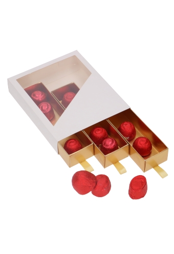 Bonbondoosjes 3 Ladeboxje Wit Mat & Goud Mat Laag 16x12.9x2.8cm 10st