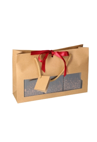 Kadotasjes Lenno Met Handvat & Venster Kraft 28x8x18cm 12stuks