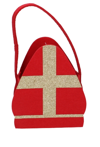 Geschenktasje Vilt Sinterklaas Mijter 13.5x6.5x21cm 1stuks