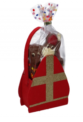 Geschenktasje Vilt Sinterklaas Mijter 13.5x6.5x21cm 6stuks